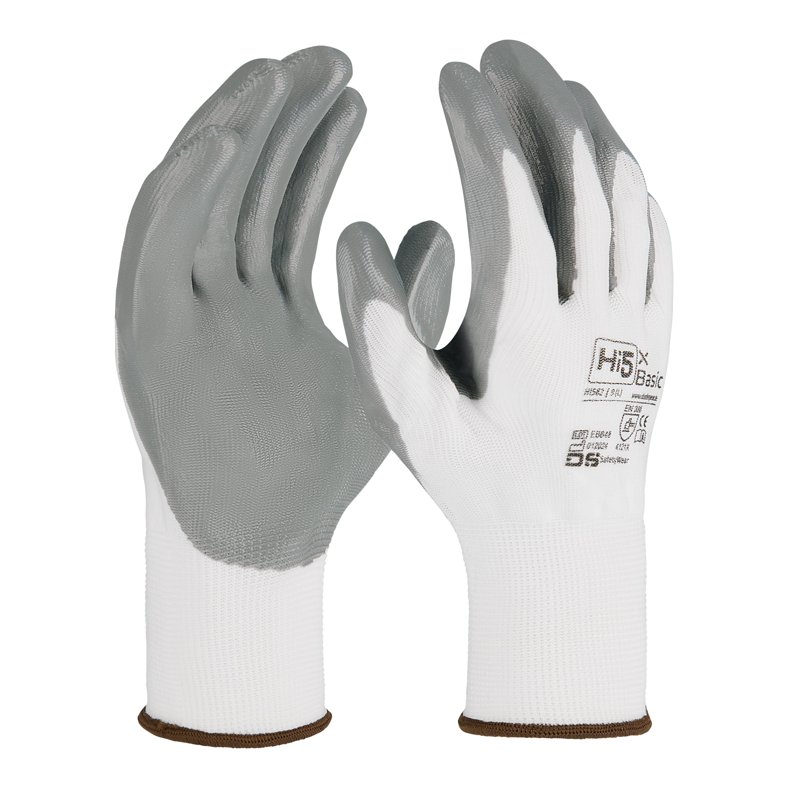 12x Paar Nitril Handschuhe Arbeits Montagehandschuhe 4121X weiß grau N