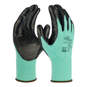 12x Paar Hi5 X Basic Handschuhe 4121X grün-schwarz Nitrilbeschichtung
