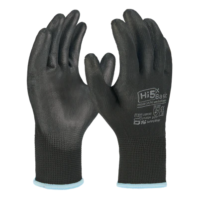 12x Paar Arbeitshandschuhe PU-beschichtet schwarz 3131X Montagehandsch