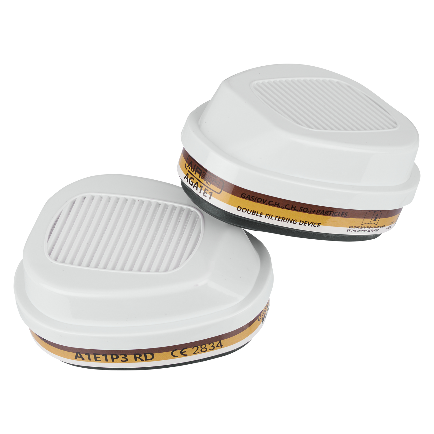 Filter für Halbmaske und Vollmaske – AirGuard Pro® Kombifilter A1E1P3 R D (Paar) – zuverlässiger Schutz bei Asbest-, KMF- und Schadstoffarbeiten
