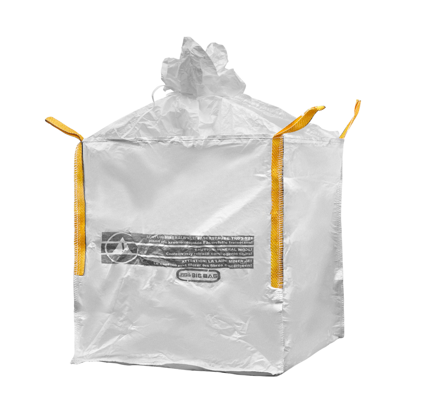 XXL 2,5 m³ KMF Big Bag Transportsack 135x135x130cm extra groß Entsorgung Dämmwolle Glaswolle Mineralwolle KMF Traglast 250kg mit Schürze verschließbar Gewebesack
