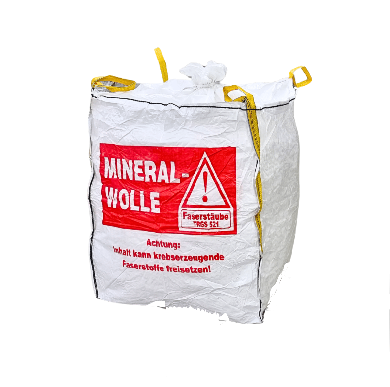Big Bag Transportsack Gewebesack Entsorgung Dämmwolle Glaswolle Mineralwolle KMF 90x90x110cm 150kg mit Schürze verschließbar