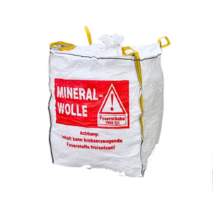 Big Bag Transportsack Gewebesack Entsorgung Dämmwolle Glaswolle Mineralwolle KMF 90x90x110cm 150kg mit Schürze verschließbar