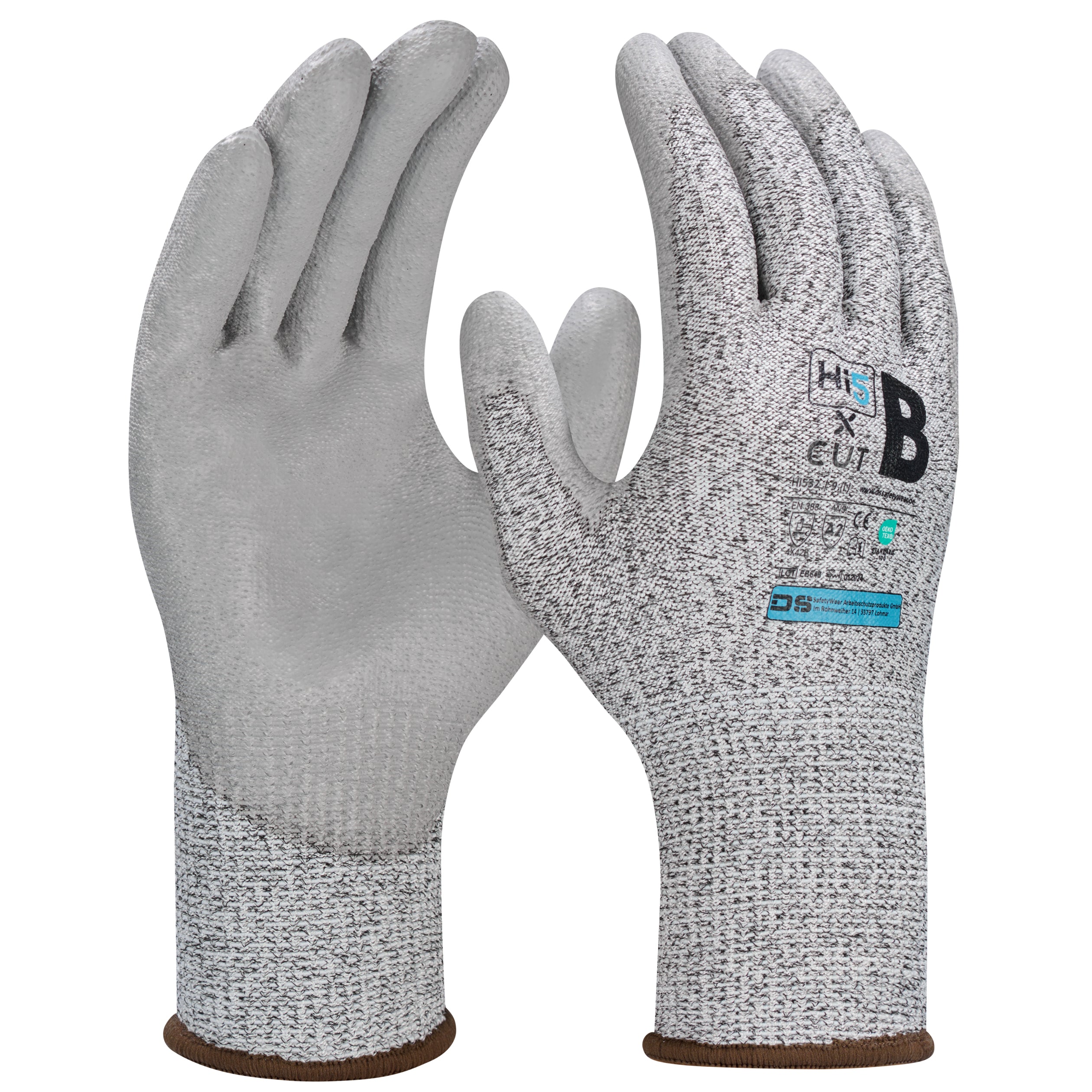 KARTON 120 Paar Schnittschutzhandschuhe Typ B Montage Arbeitshandschuhe Garten 4X42B grau PU beschichtet