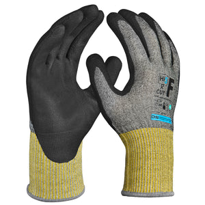12x Paar Hi5 X Cut Schnittschutz Handschuhe 4X43F schwarz Nitrilschaumbeschichtung