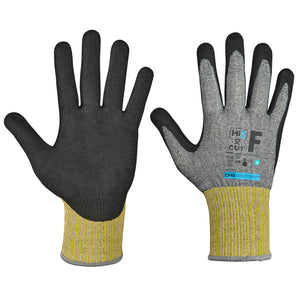 12x Paar Hi5 X Cut Schnittschutz Handschuhe 4X43F schwarz Nitrilschaumbeschichtung