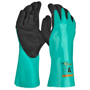 12x Paar Hi5 X Chemie Handschuhe AJKLOPT blau-schwarz raue Nitrilbeschichtung