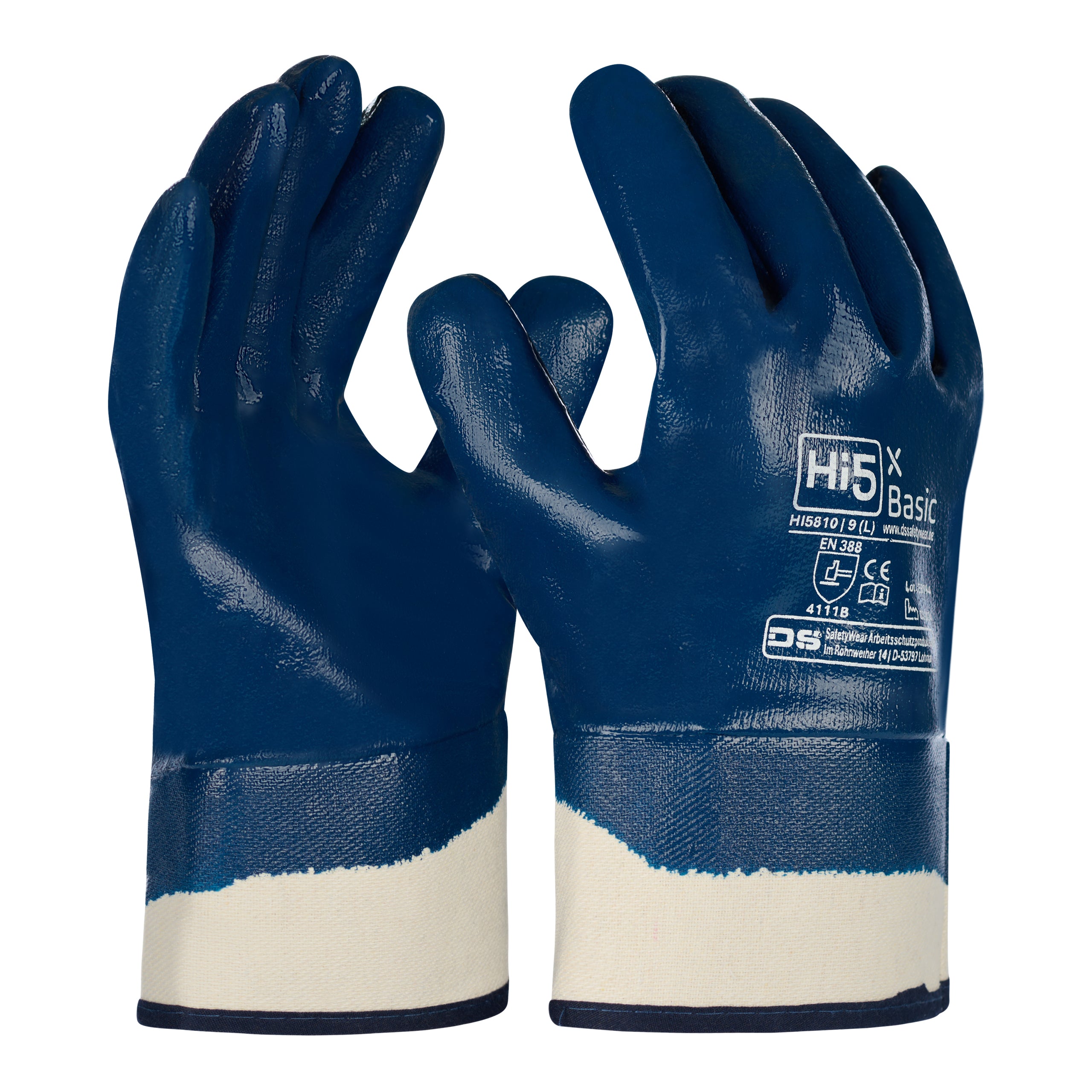 12x Paar DER DICKE BLAUE Arbeitshandschuhe 4111B Dick Robust Nitril Vo