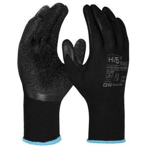 12x Paar Arbeitshandschuhe Montagehandschuhe Garten Handschuhe Latex 3141X schwarz Polyester-Strick LATEX