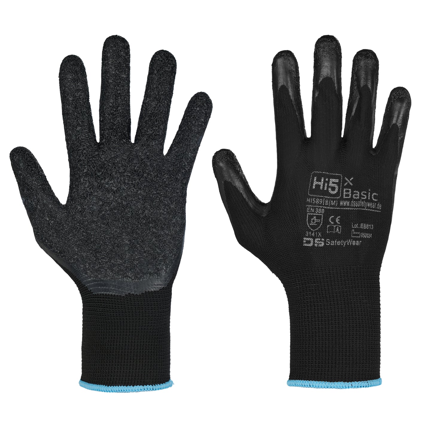 Arbeitshandschuhe Montagehandschuhe Garten Handschuhe Latex 3141X schwarz Polyester-Strick LATEX