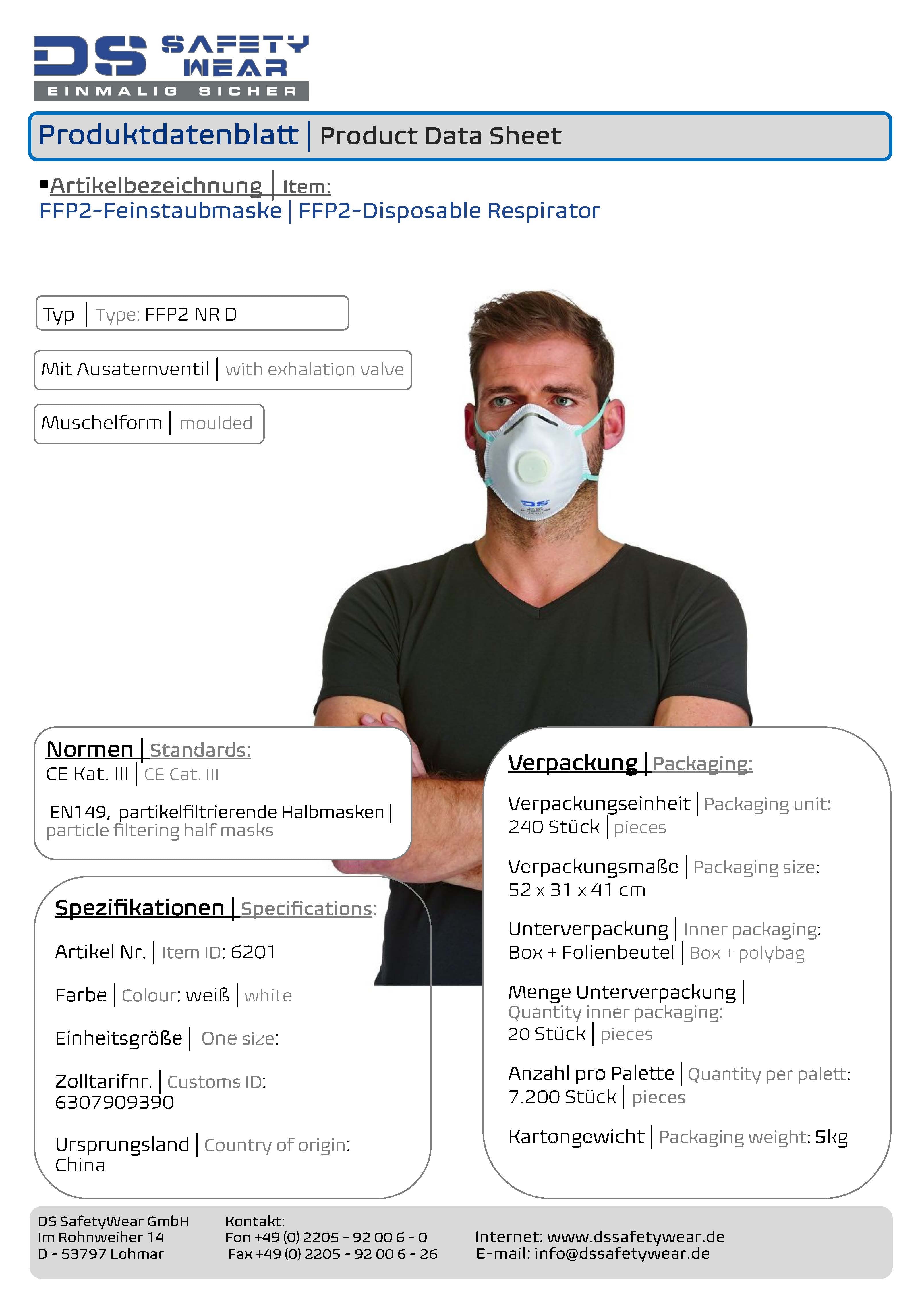 Einwegmasken Baustellenmasken Feinstaubmasken mit und ohne Ventil