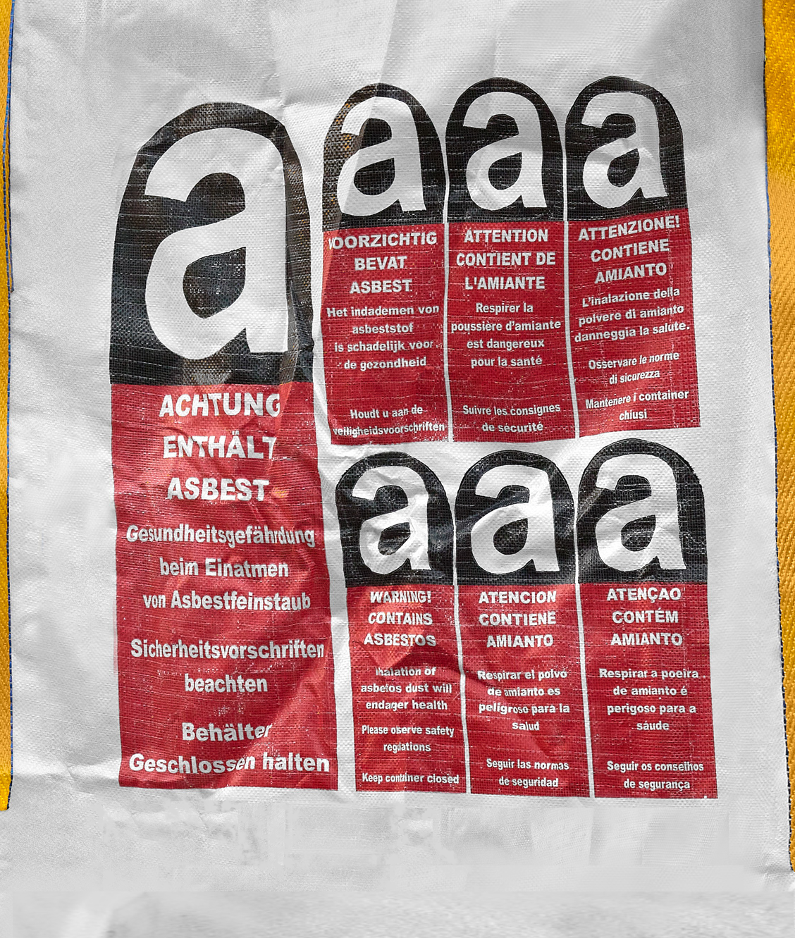 Big Bags, Flachsäcke und Containerbags mit Asbest- Warndruck (Palettenware)