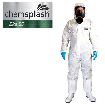 1x Eka55 Schutzoverall CAT.III Typ 5B/6B hochwertiger laminierter Schutzanzug Asbest Mineralwolle, Reinraum-geeignet Sanierung Lackierarbeiten Chemieschutz Industrie