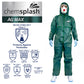 1x AG MAX Tuta protettiva professionale Tuta antiparassitaria Verde CAT. III Tipo 4B 5B 6B – ISO 27065 Classe 2 Pesticidi, agenti infettivi, particelle radioattive, antistatico, camera bianca Classe 5-9