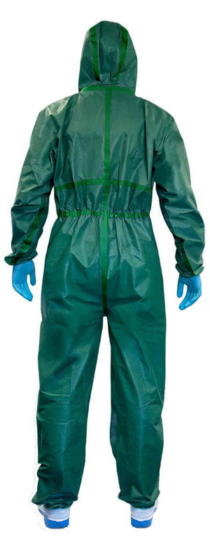 10 STÜCK AG MAX Professioneller Schutzanzug Pestizid-Overall Grün CAT. III  Typ 4B 5B 6B – ISO 27065 Class 2 Pestizide, infektiöse Erreger, radioaktive Partikel, antistatisch, Reinraum Klasse 5-9