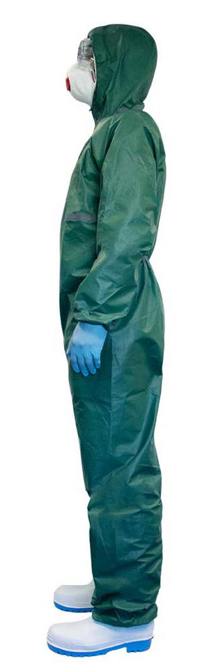 10 STÜCK AG MAX Professioneller Schutzanzug Pestizid-Overall Grün CAT. III  Typ 4B 5B 6B – ISO 27065 Class 2 Pestizide, infektiöse Erreger, radioaktive Partikel, antistatisch, Reinraum Klasse 5-9