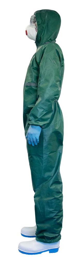 1x AG MAX Tuta protettiva professionale Tuta antiparassitaria Verde CAT. III Tipo 4B 5B 6B – ISO 27065 Classe 2 Pesticidi, agenti infettivi, particelle radioattive, antistatico, camera bianca Classe 5-9