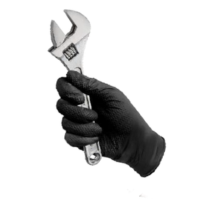 50 Stück Robuste Profi-Einweg-Nitrilhandschuhe SCHWARZ - Starker Grip durch Diamantstruktur  für Werkstatt und Industrie. Chemikalienbeständig, Puderfrei, Latexfrei, Touchscreenkompatibel