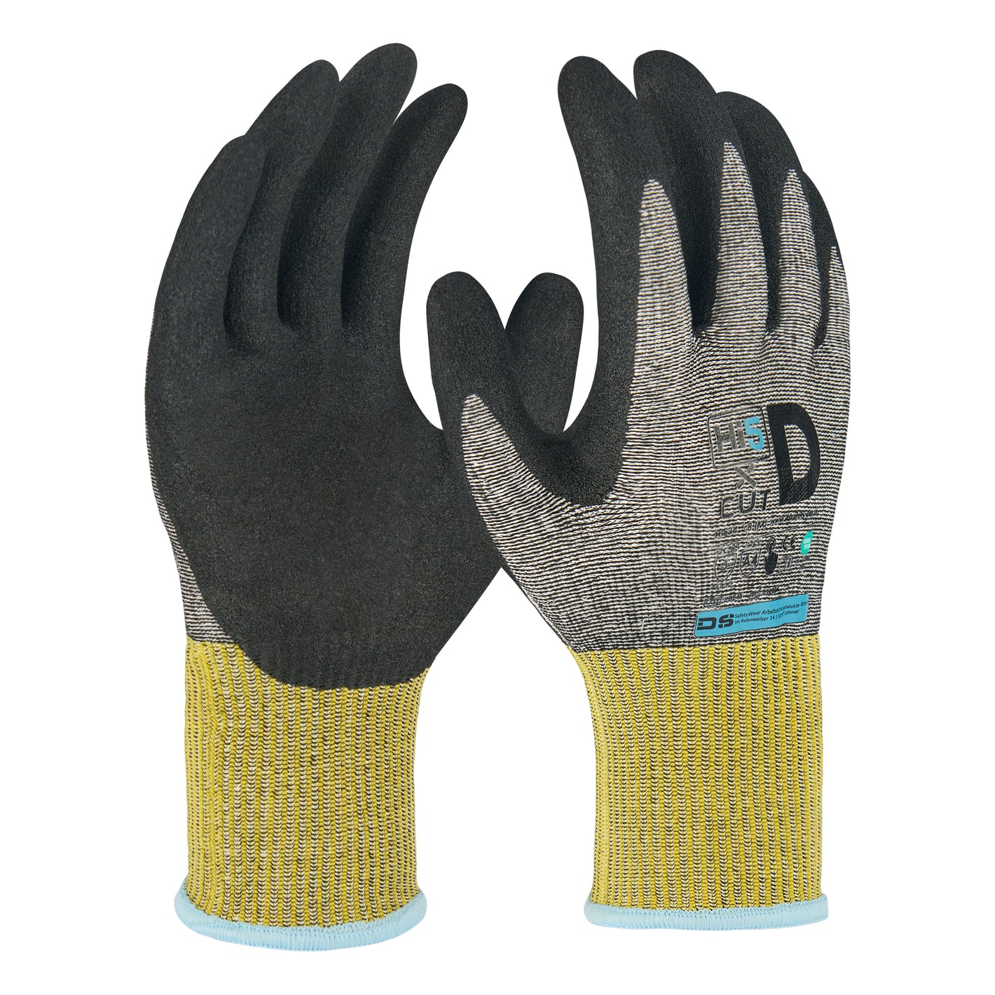 Hi5 X Cut Schnittschutz Handschuhe 4X43D schwarz raue Nitrilbeschichtung