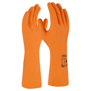 KARTON 144x Paar Gummihandschuhe orange Latex Putzhandschuhe Chemiehandschuhe Typ A AKLMNPST orange flockgefüttert