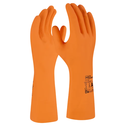 12x Paar Gummihandschuhe orange Latex Putzhandschuhe Chemiehandschuhe Typ A AKLMNPST orange flockgefüttert