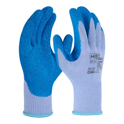 12x Paar Hi5 X Basic Handschuhe 2131X blau Latexbeschichtung mit Knitterstruktur