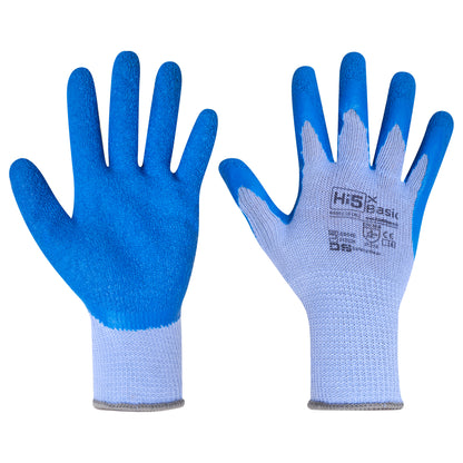 Hi5 X Basic Handschuhe 2131X blau Latexbeschichtung mit Knitterstruktur