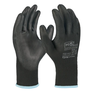 12x Paar Arbeitshandschuhe PU-beschichtet schwarz 3131X Montagehandschuhe Polyester-Strick Gartenhandschuh