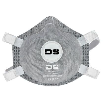 10x FFP3 Aktivkohlefilter Faltmaske Baumaske Atemschutz Feinstaubmaske mit Ventil für Asbest und KMF ProSafe EN 149 1VE = 10 Stk