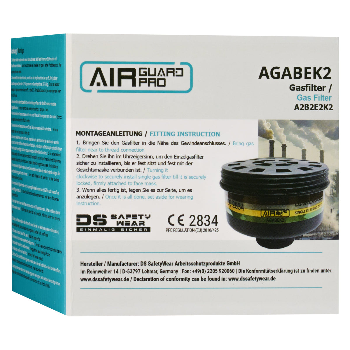 Karton 20 Stück AirGuard Pro® Gasfilter A2B2E2K2 AGABEK2