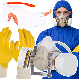 Arbeitsschutzset ASBEST KMF PROFI Schutzoverall + Halbmaske mit Filter + Schutzbrille + Arbeitshandschuhe - Asbest KMF Sanierung Abbruch