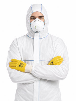 Arbeitsschutzset FEINSTAUB BASIC Schutzoverall + FFP2 Feinstaubmaske + Arbeitshandschuhe - Sanierung Renovierung Abbruch