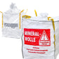 XXL Big Bag KMF per trasporto 2,5 m³ 135x135x130 cm extra grande per smaltimento lana isolante lana di vetro lana minerale KMF portata 250 kg con grembiule richiudibile sacco in tessuto