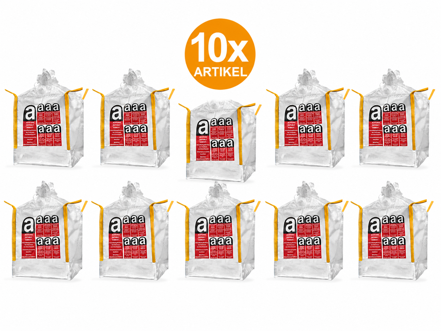Big Bag AMIANTO 90x90x110cm 1250kg EXTRA FORTE Sacco di trasporto Big Pack con grembiule rivestito