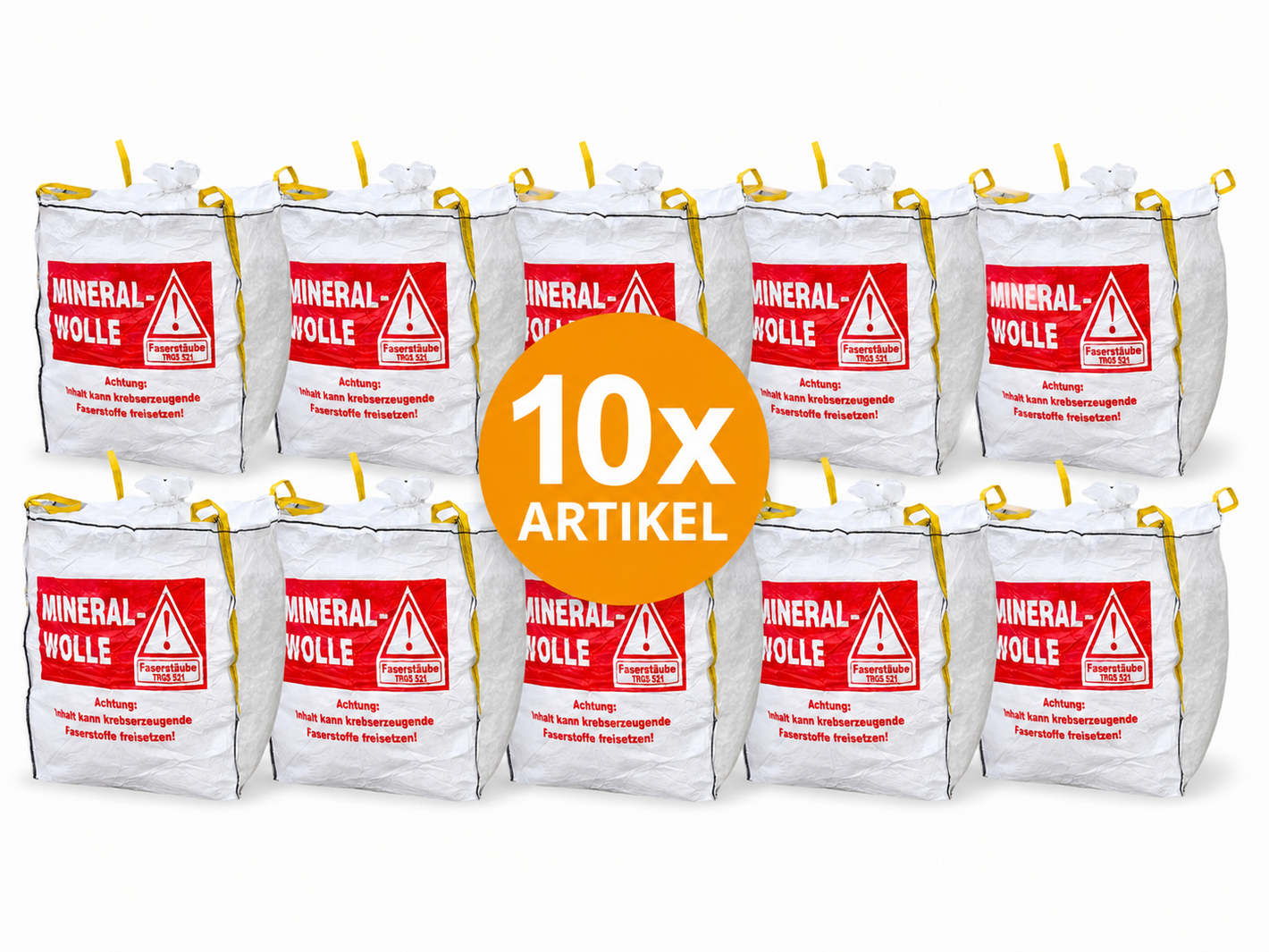Big Bag LANA MINERALE per 90x90x110cm TRGS 521 smaltimento KMF lana isolante lana di vetro lana minerale 150kg con grembiule richiudibile
