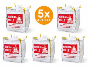 XXL Big Bag KMF per trasporto 2,5 m³ 135x135x130 cm extra grande per smaltimento lana isolante lana di vetro lana minerale KMF portata 250 kg con grembiule richiudibile sacco in tessuto