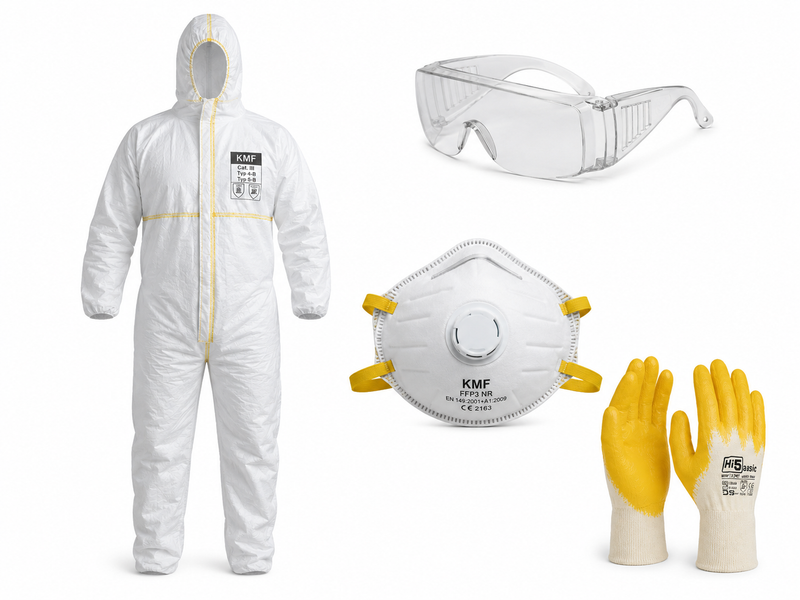 Kit di protezione sul lavoro pronti e tutto contro la polvere