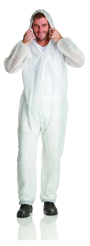 50x Asbestanzug Maleranzug Schutzanzug CAT.III Kat.3 Typ 5+6 Schutzoverall Asbest KMF Dämmwolle Maleranzug Einwegoverall CAT.III Kat.3 Typ 5+6 ProSafe LIGHT SMS-Overalls mit Gummiband weiß