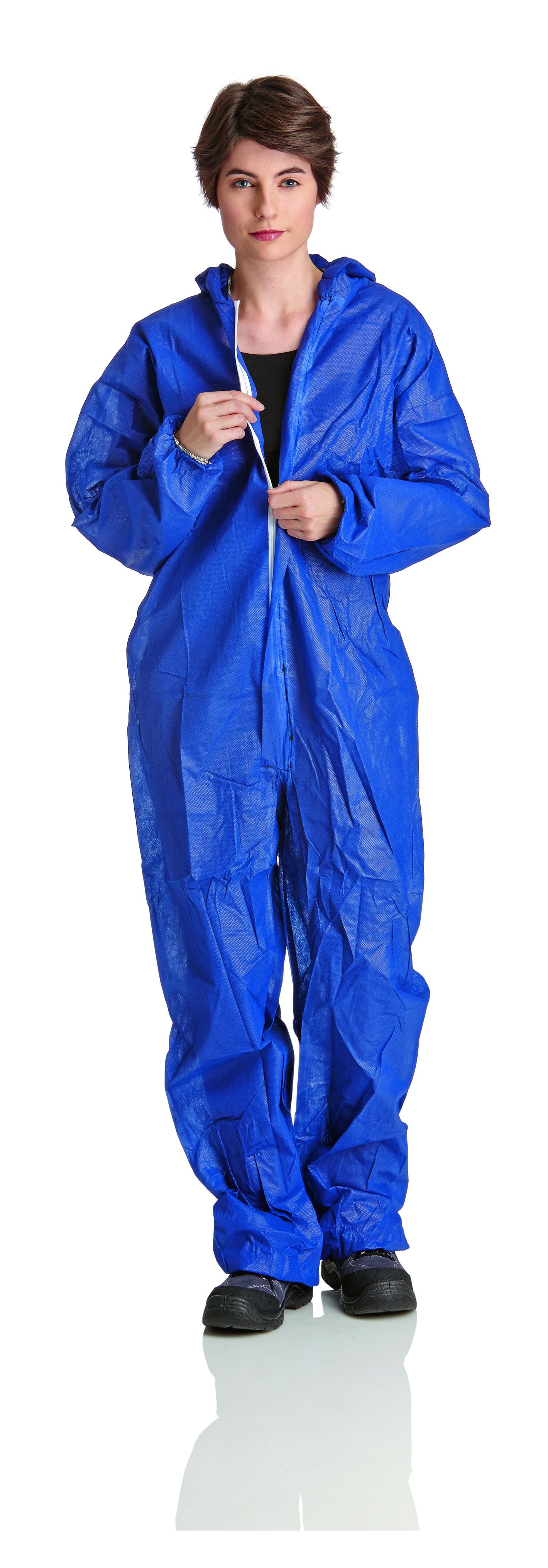 KARTON 50 STÜCK PP40B Einwegoverall Maleranzug blau Schutzanzug CAT.I L-2XL mit Kapuze für Renovierarbeiten ProSafe Basic