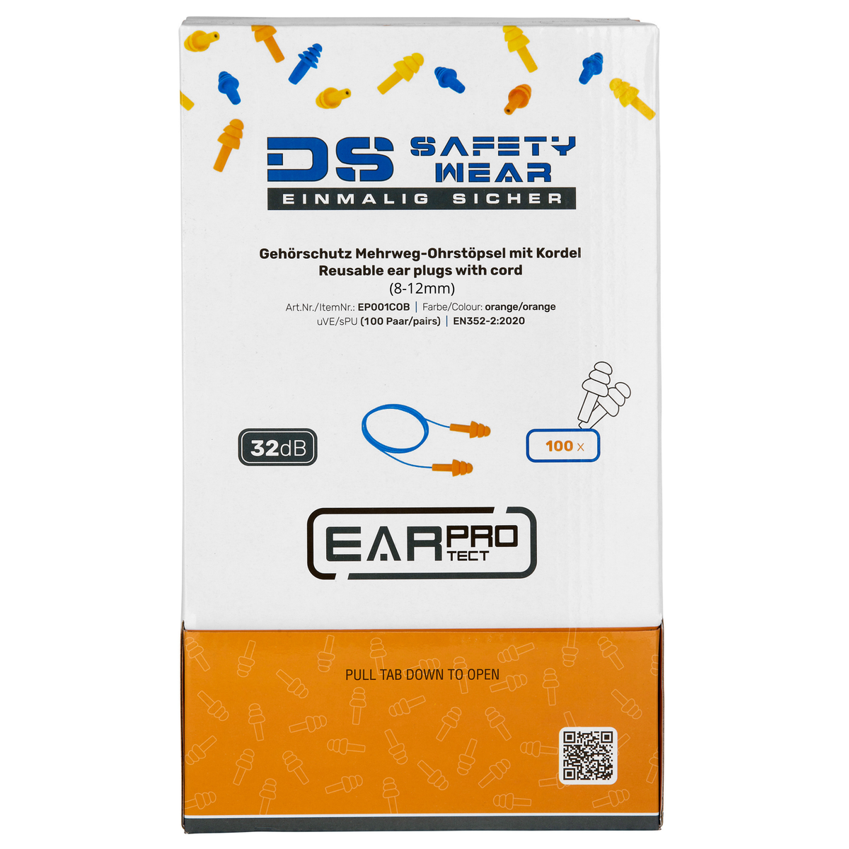 EarProtect Mehrweg Ohrstöpsel | Silikon, Kordel | SNR 32 dB
