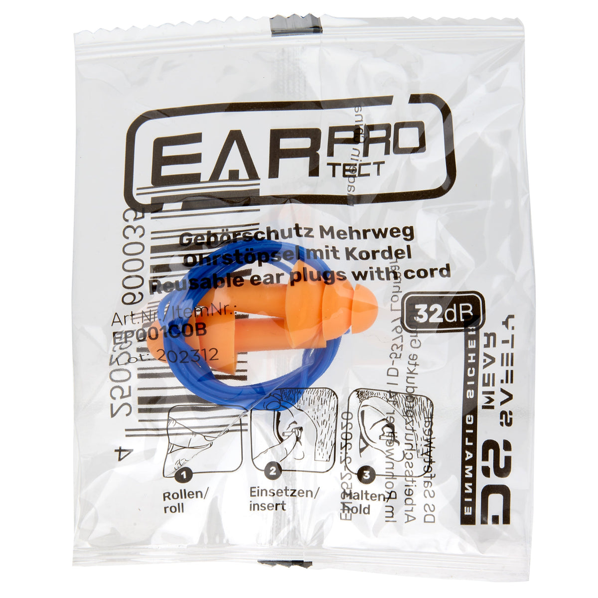 EarProtect Mehrweg Ohrstöpsel | Silikon, Kordel | SNR 32 dB