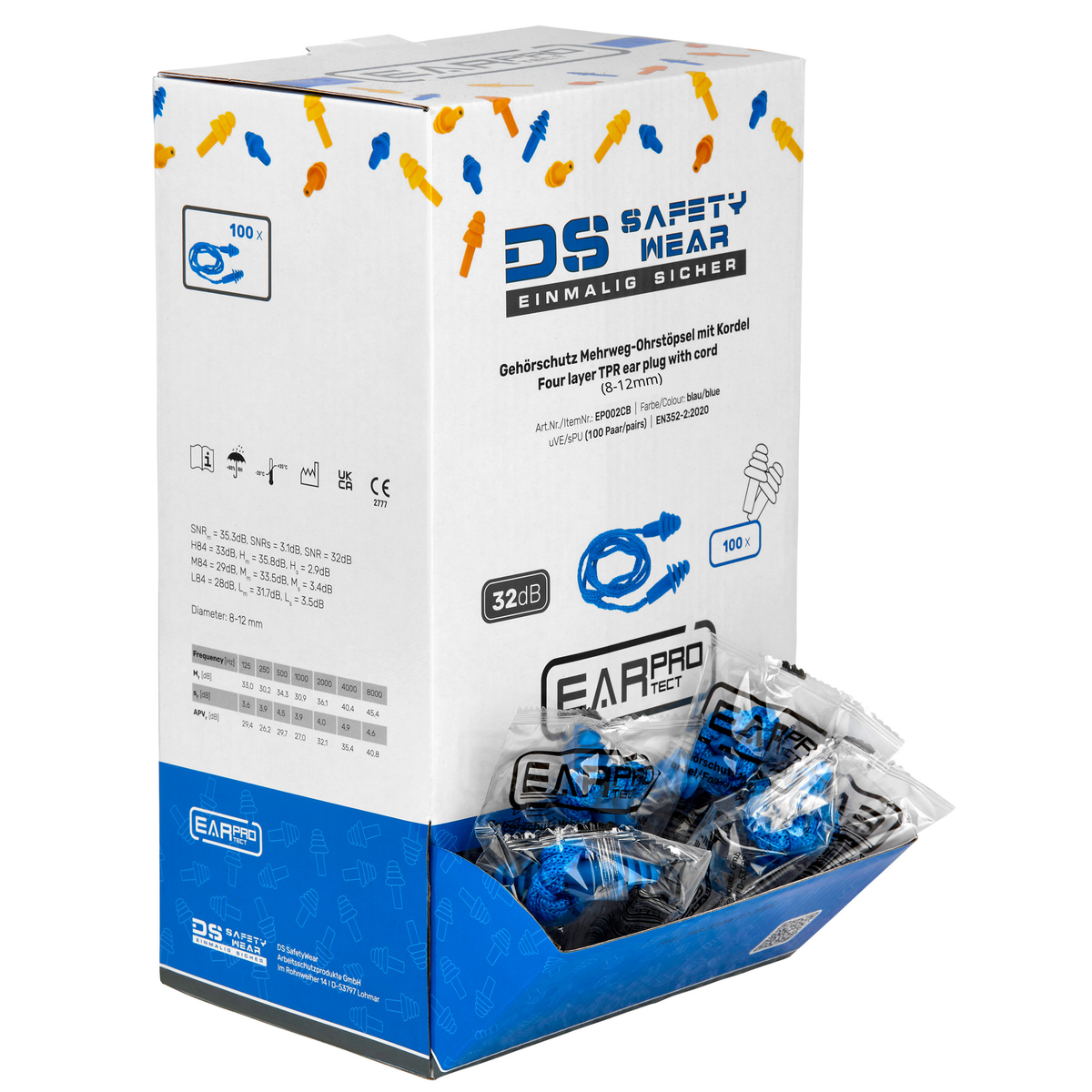 EarProtect Mehrweg Ohrstöpsel | TPE, Kordel | SNR 32 dB