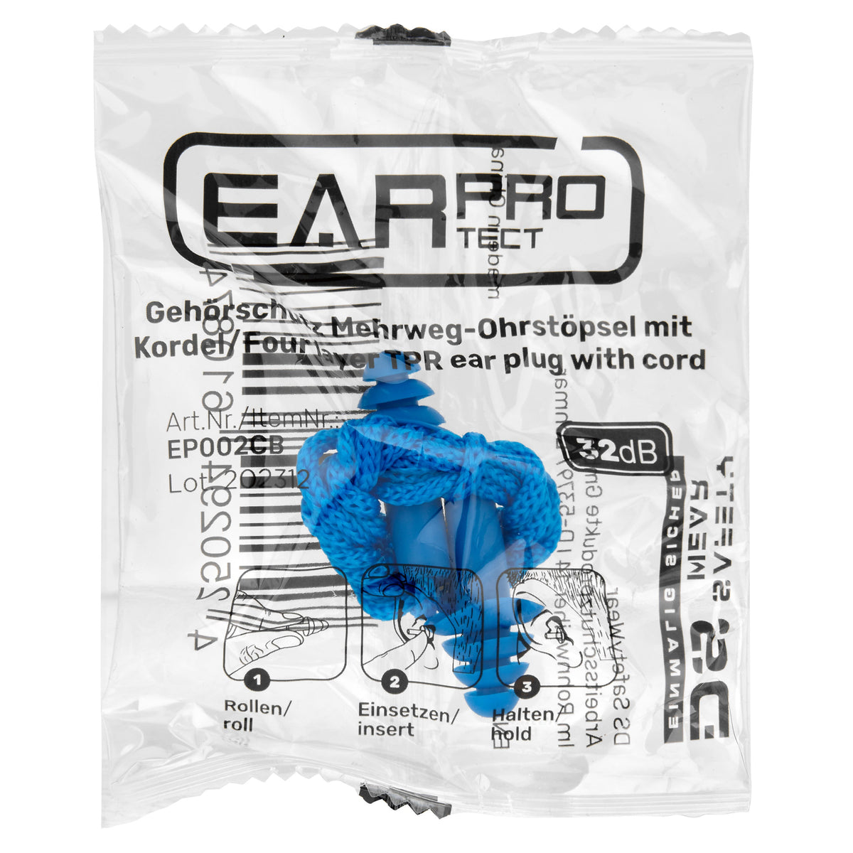 EarProtect Mehrweg Ohrstöpsel | TPE, Kordel | SNR 32 dB