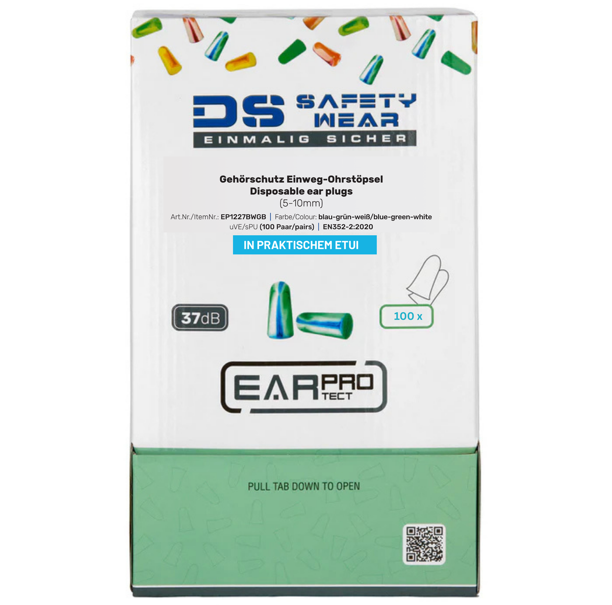 EarProtect Einweg Ohrstöpsel mit Aufbewahrungsetui | SNR 37 dB