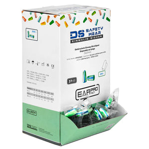 200 paia di tappi per le orecchie in dispenser Protezione udito Tappi monouso confezionati singolarmente blu/bianco/verde EarProtect