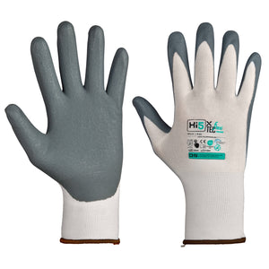 Hi5 X Flexitec Handschuherecycelt 4121Xweiß-grau Nitrilschaumbesch.