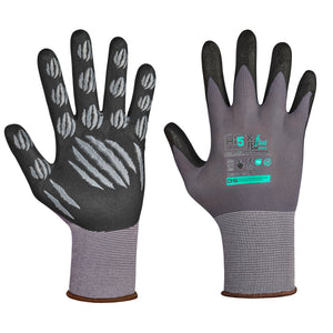 Hi5 X Flexitec Handschuhe 4131X grau-schwarz Nitrilschaumbeschichtung Noppen