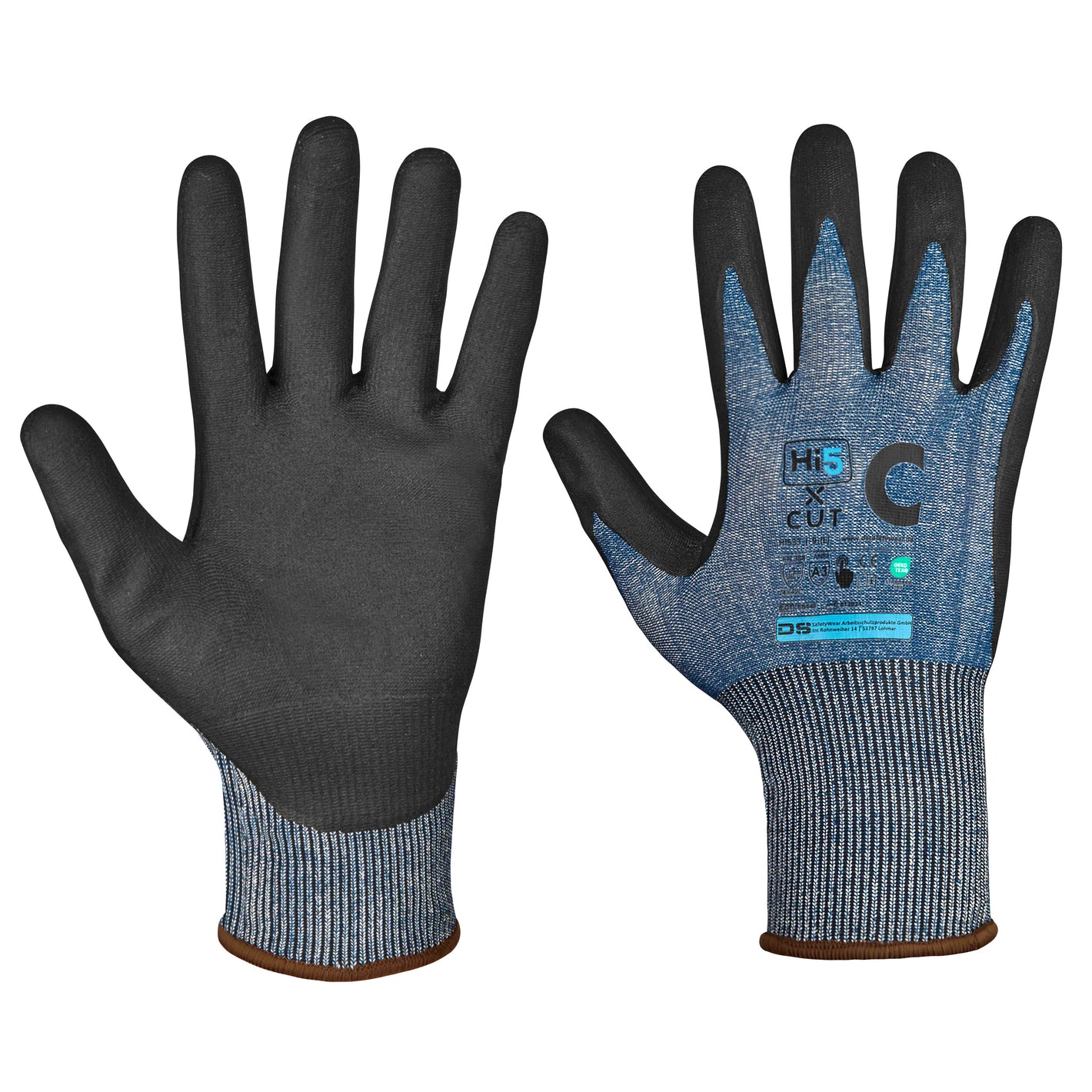 Hi5 X Cut Schnittschutz Handschuhe 4X43C blau-schwarzNitrilschaumbeschichtung