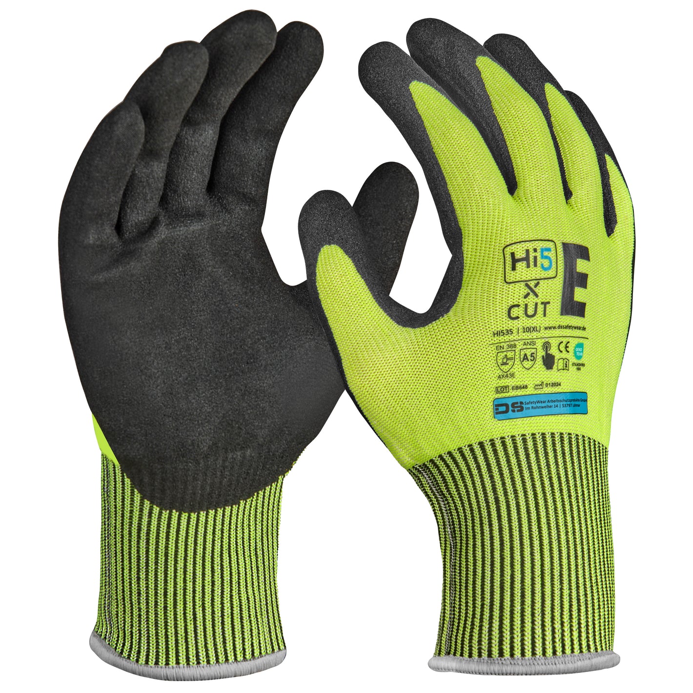 12x Paar Profi Schnittschutzhandschuh E Montagehandschuhe Arbeitshandschuh 4X43E gelb Nitril