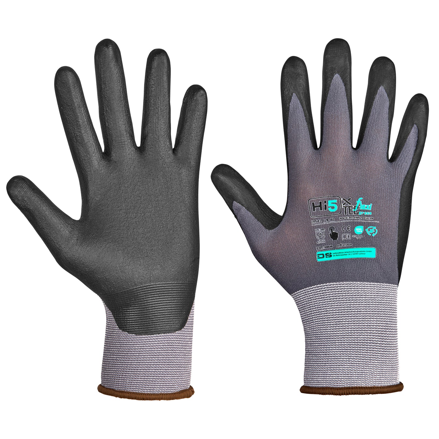 Hi5 X Green Handschuhe 4131X grau-schwarz Elasthan Nitrilschaumbeschichtung